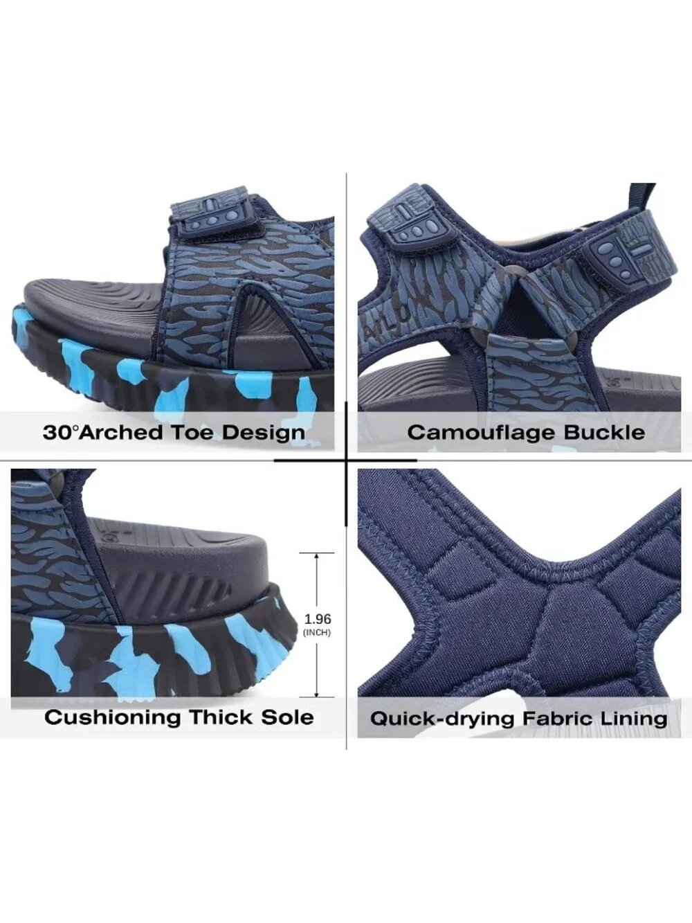 Men's Navy Blue Orthotic Comfortable Urban Outdoor Athletic Hiking Sandal Shoes